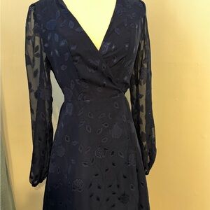 Elegant Navy Blue Floral Dress